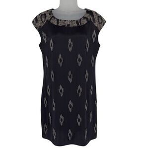 Aysha Black Silk Beaded Shift Dress 4